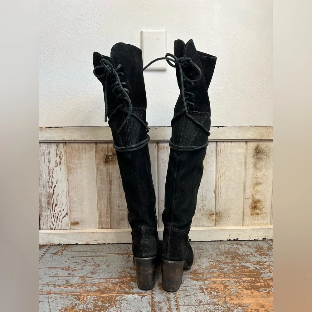Freebird By Steven Brock Black Suede Over The Knee Boots - Picture 10 of 16